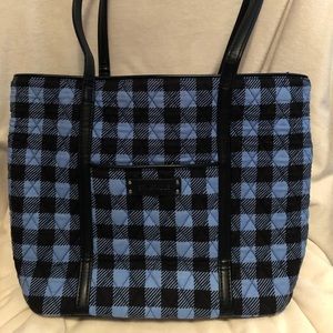 Vera Bradley Blue Alpine Check Trimmed Tote